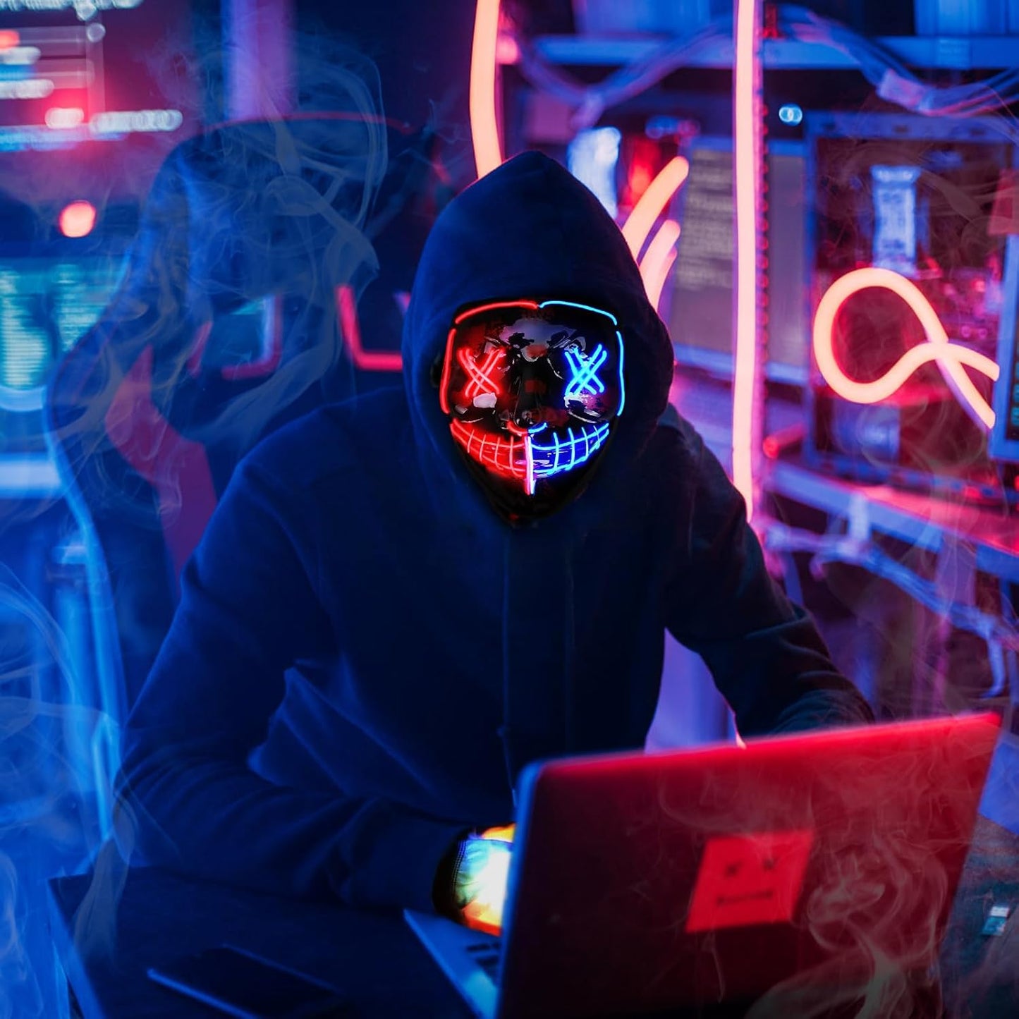 Halloween LED Glow Mask and Gloves Set