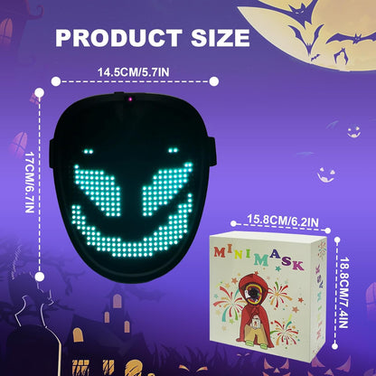 LED Light Up Mask with Gesture Sensing for Halloween Cosplay Party