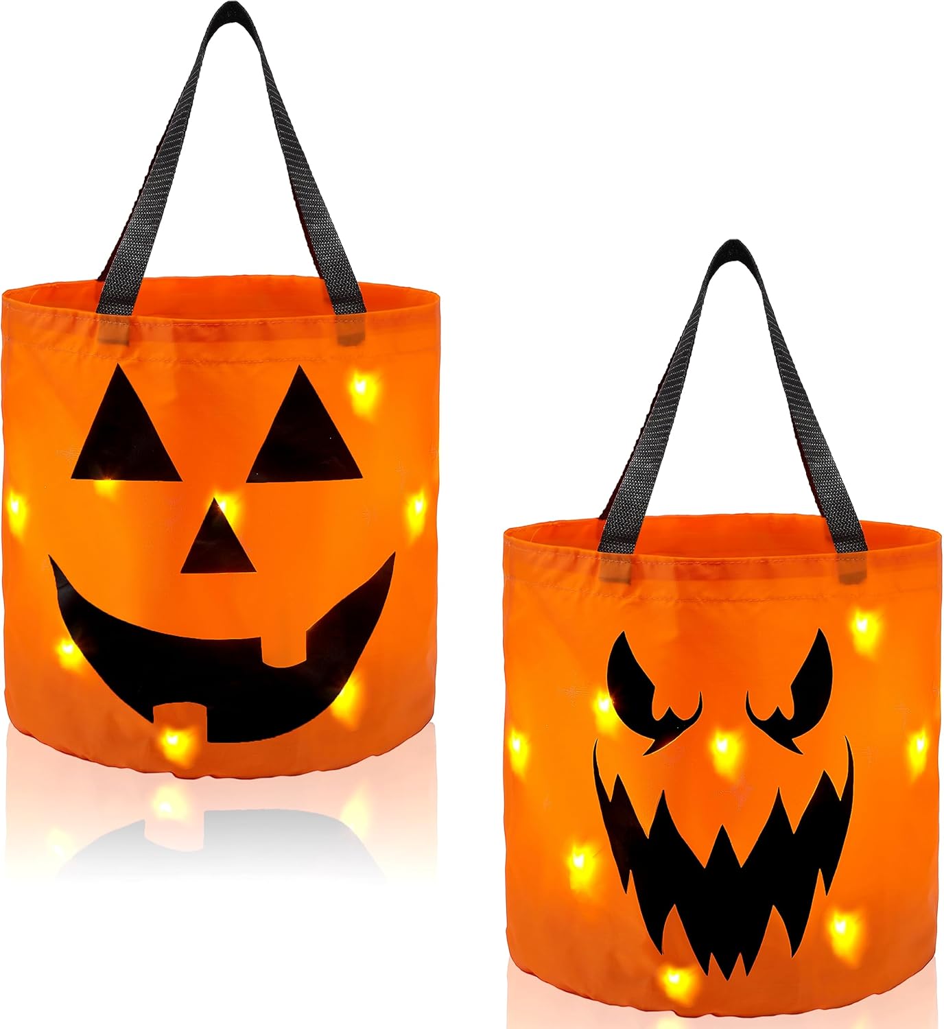 Halloween Trick or Treat Bags LED Light Reusable Buckets