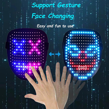 LED Light Up Mask with Gesture Sensing for Halloween Cosplay Party