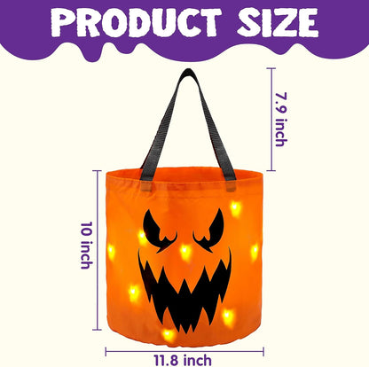 Halloween Trick or Treat Bags LED Light Reusable Buckets