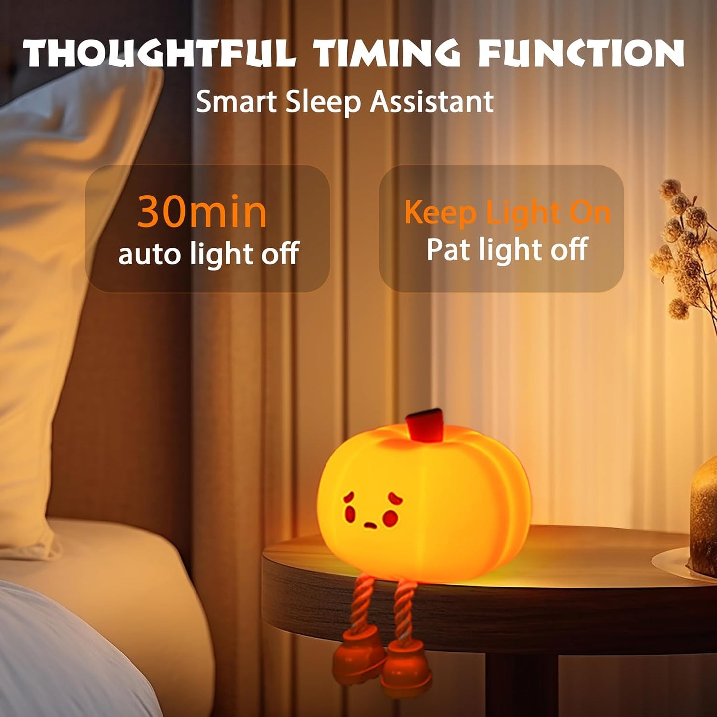 Pumpkin LED Night Light Silicone Rechargeable Touch Lamp