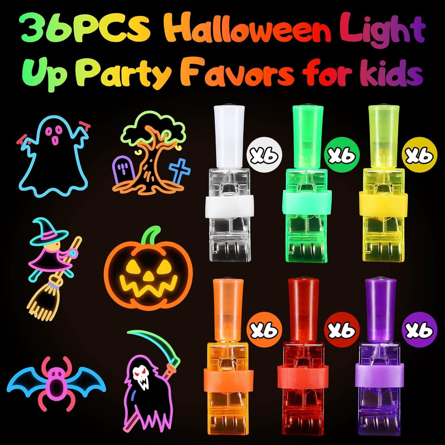 LED Finger Lights 36PCS Halloween Party Toys