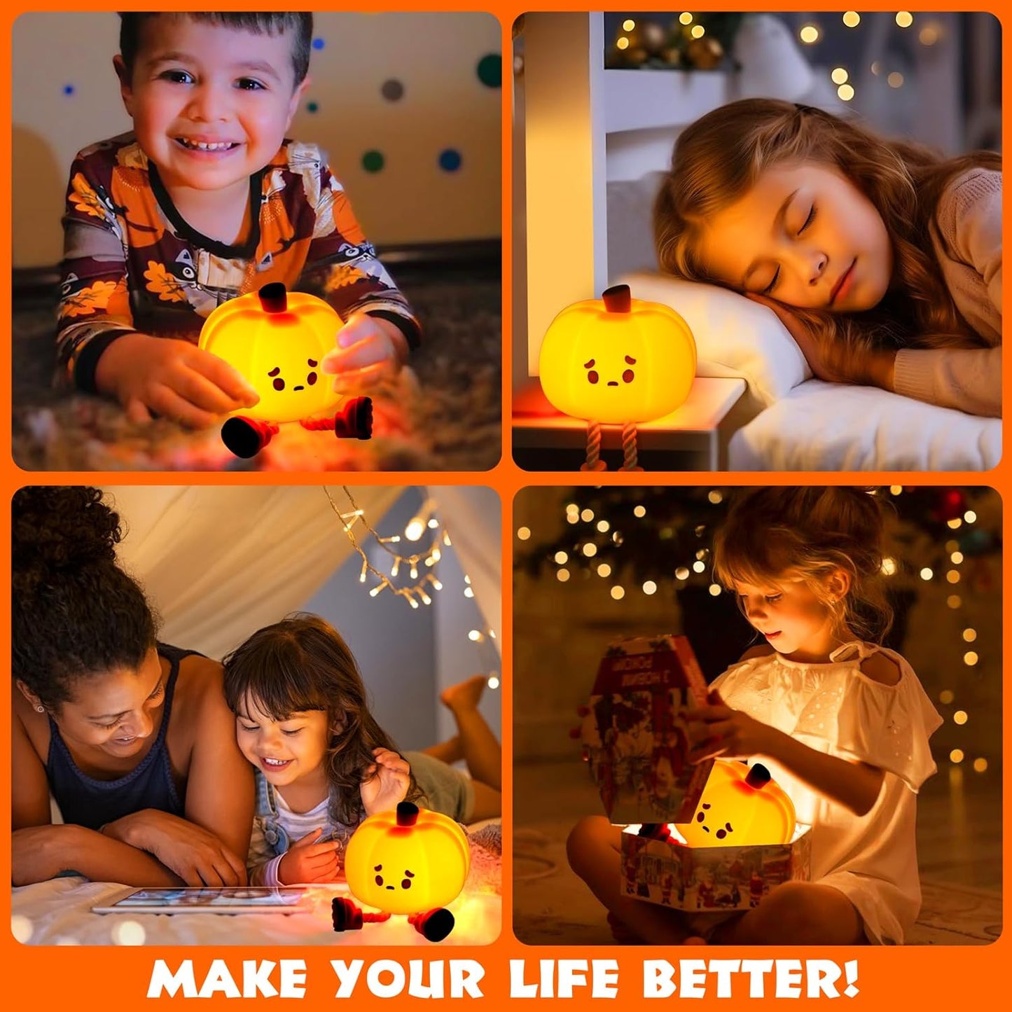 Pumpkin LED Night Light Silicone Rechargeable Touch Lamp