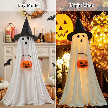 Halloween Ghost and Pumpkin Decorations Light Up Indoor Outdoor 2 Pack