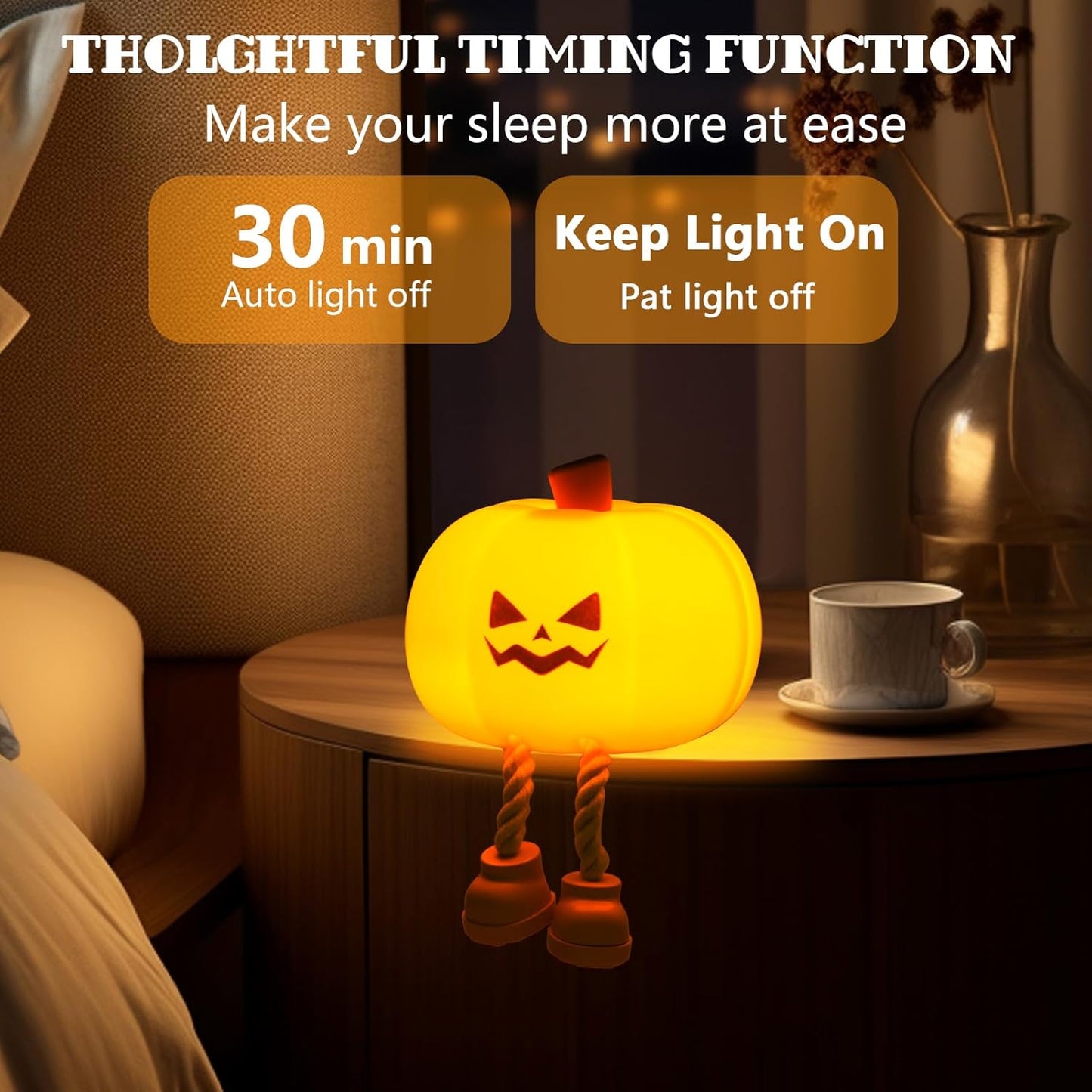 Pumpkin LED Night Light Silicone Rechargeable Touch Lamp