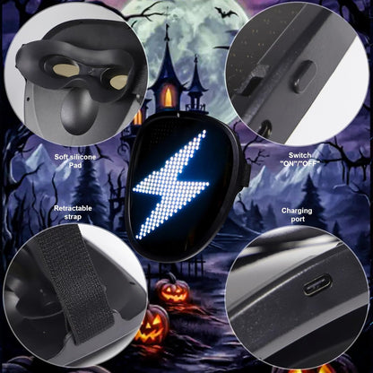 LED Light Up Mask with Gesture Sensing for Halloween Cosplay Party