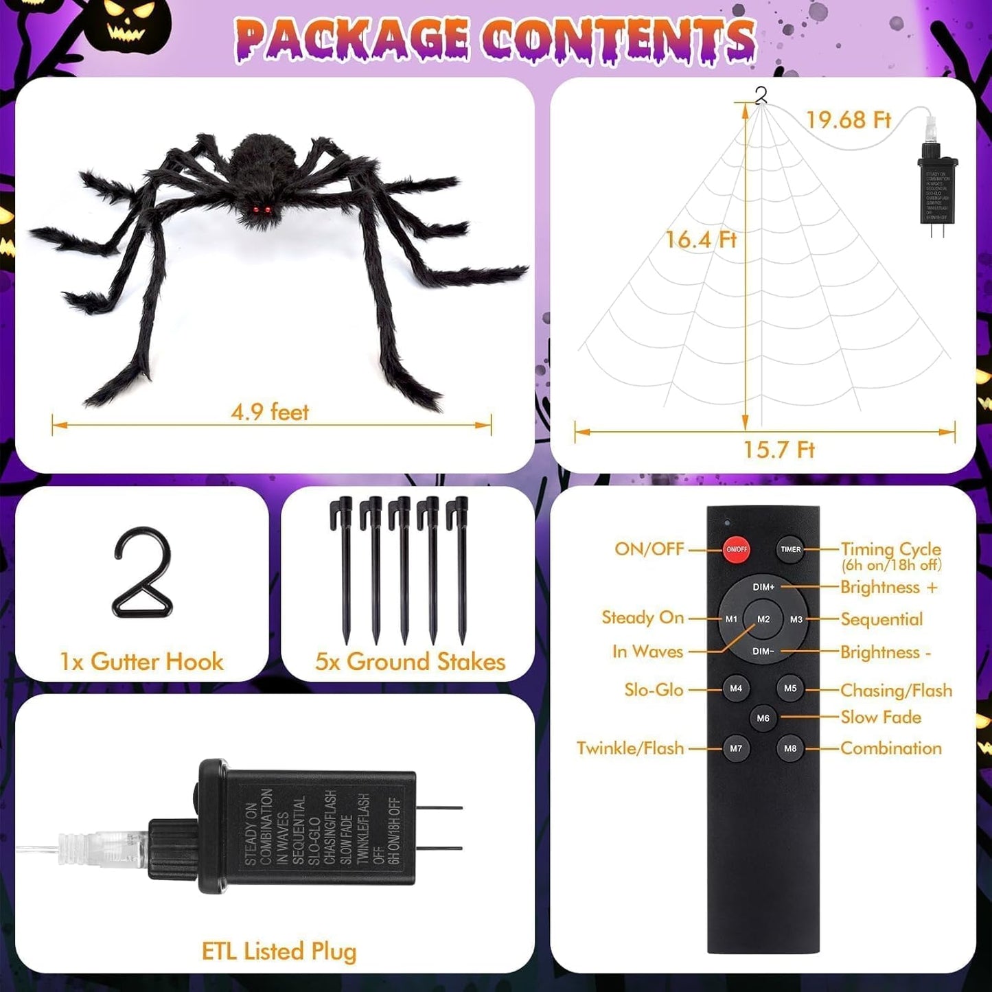Halloween Spider Web Lights