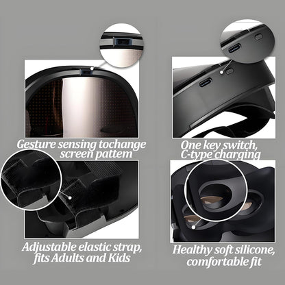 LED Light Up Mask with Gesture Sensing for Halloween Cosplay Party