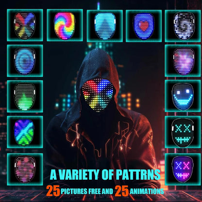 LED Light Up Mask with Gesture Sensing for Halloween Cosplay Party