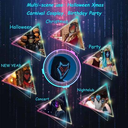 LED Light Up Mask with Gesture Sensing for Halloween Cosplay Party