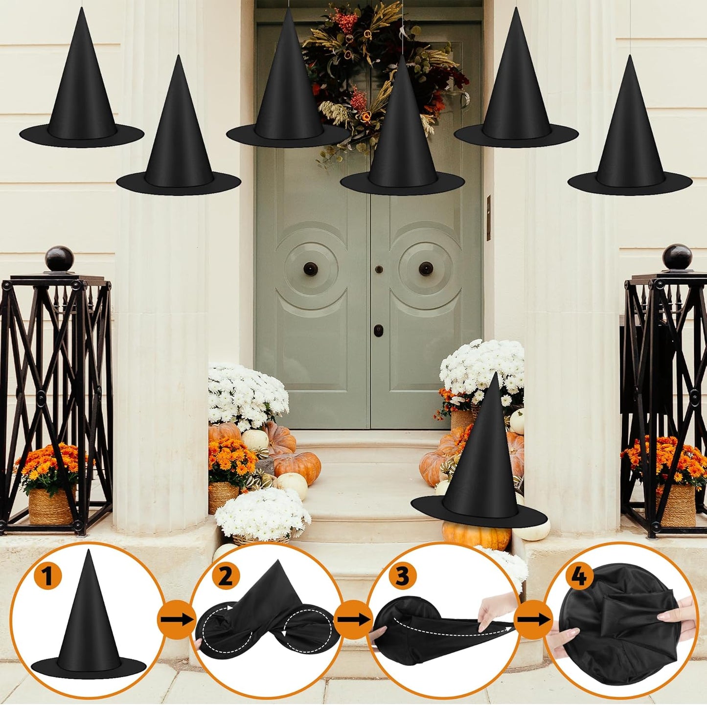Witch Hats 12 PCS Hanging Halloween Decor with Rope