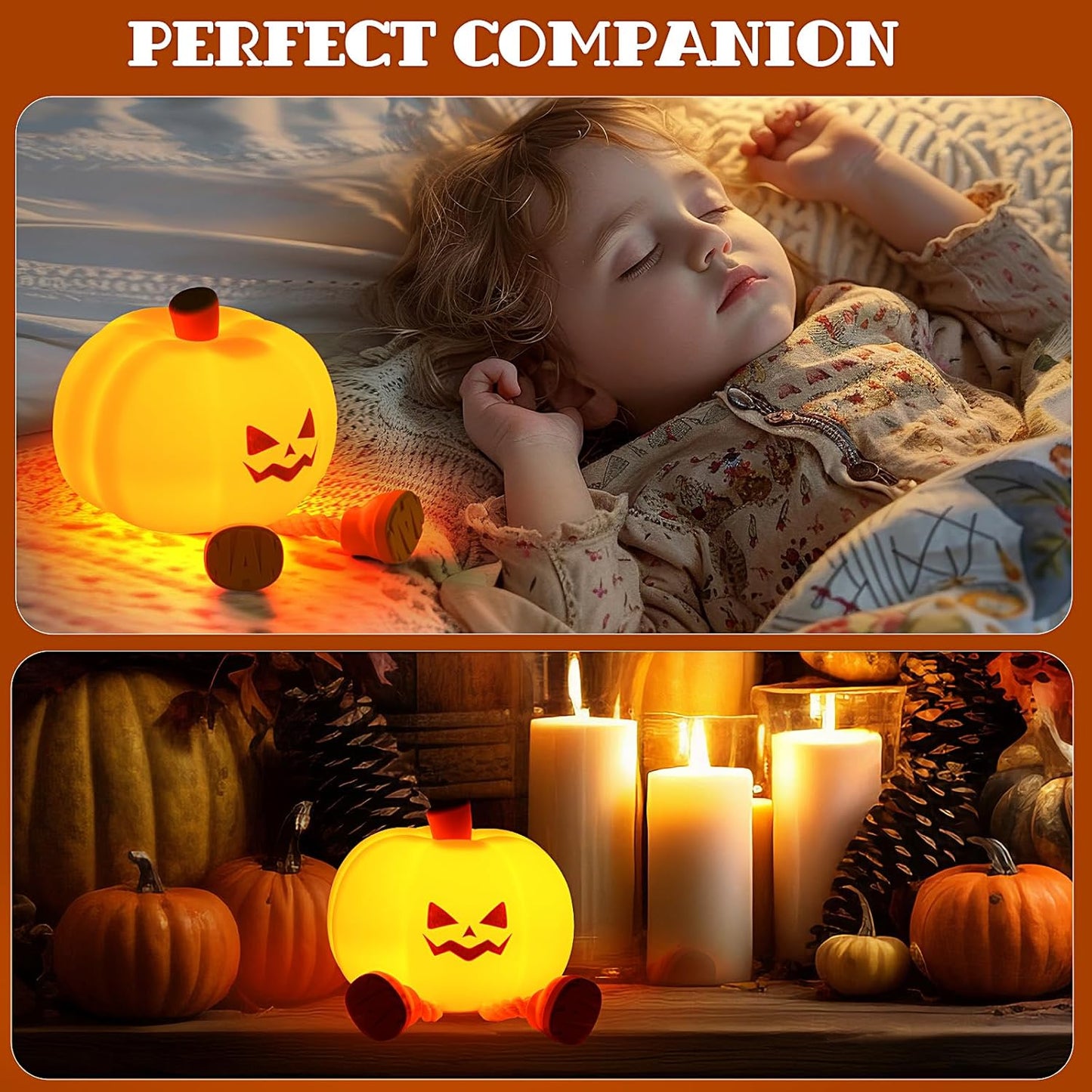 Pumpkin LED Night Light Silicone Rechargeable Touch Lamp