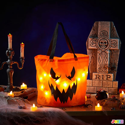 Halloween Trick or Treat Bags LED Light Reusable Buckets