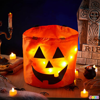 Halloween Trick or Treat Bags LED Light Reusable Buckets