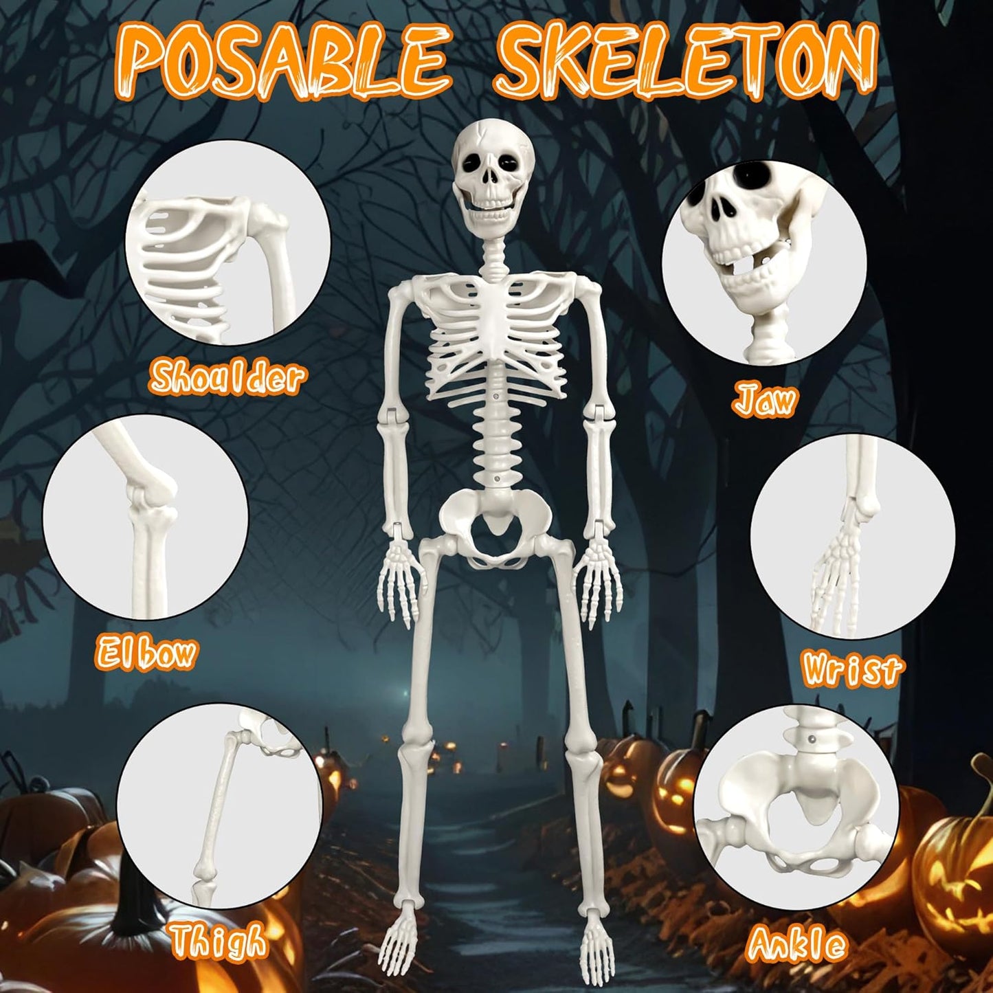 Halloween Skeleton Decorations 36 Inch Posable Full Body Yard Decor