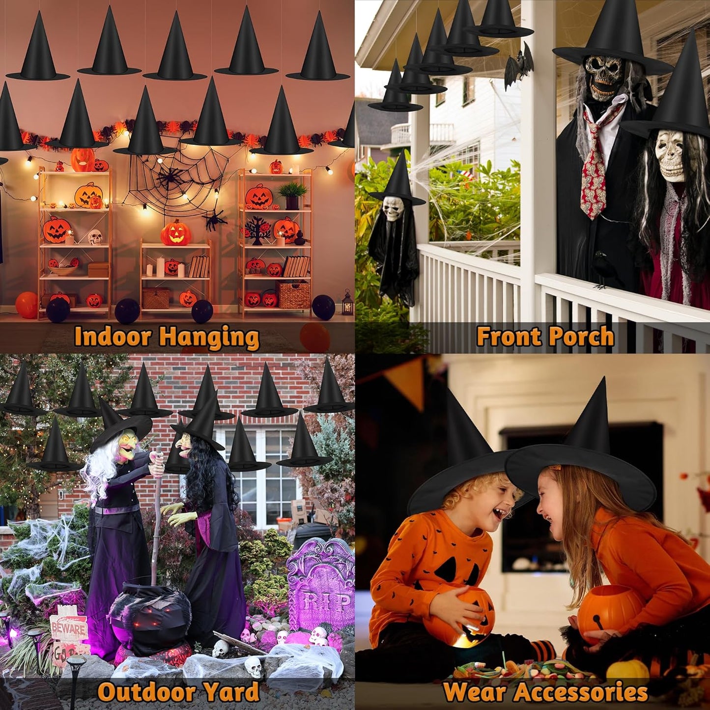 Witch Hats 12 PCS Hanging Halloween Decor with Rope